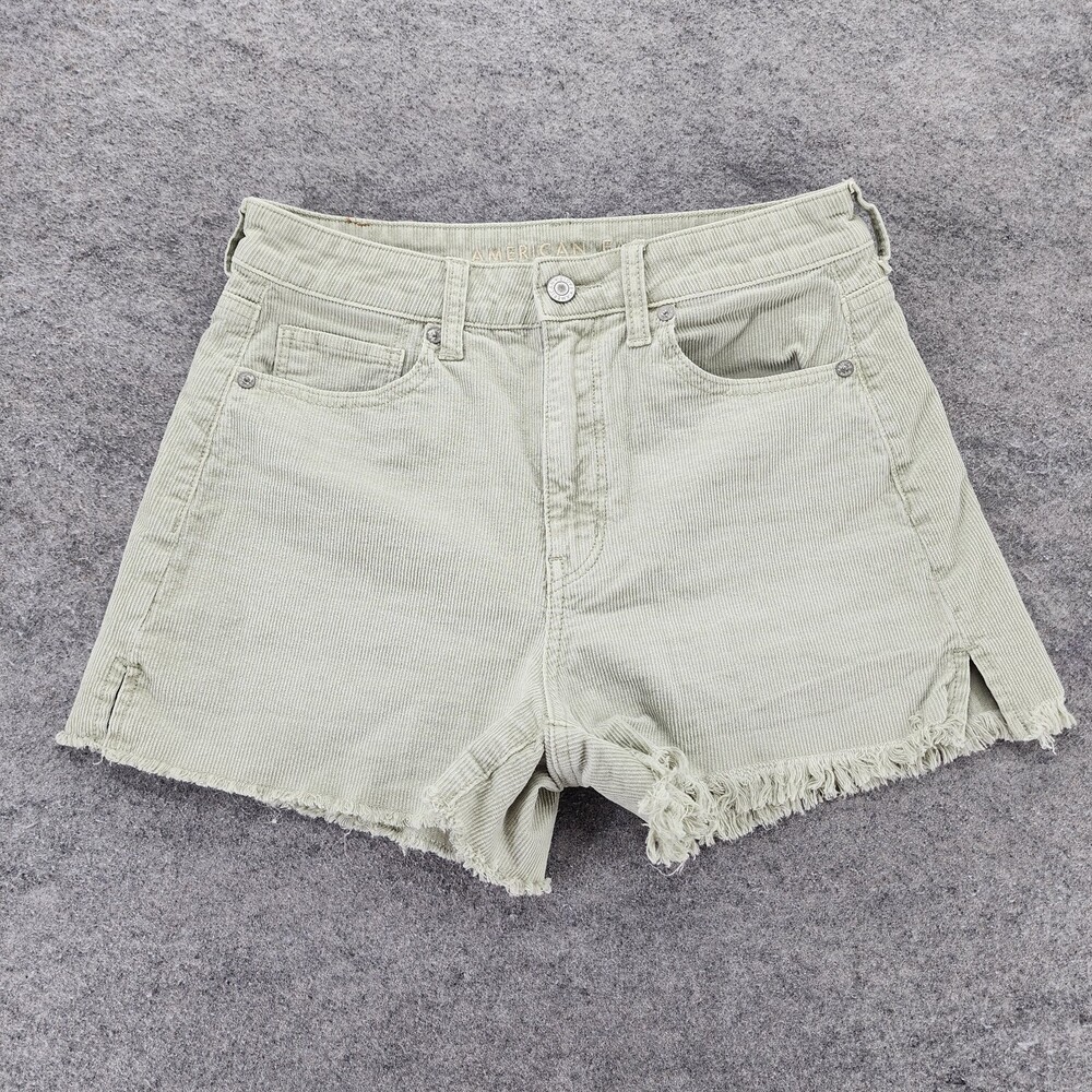 American Eagle Shorts Womens 4 Mom Green Corduroy Cut Off